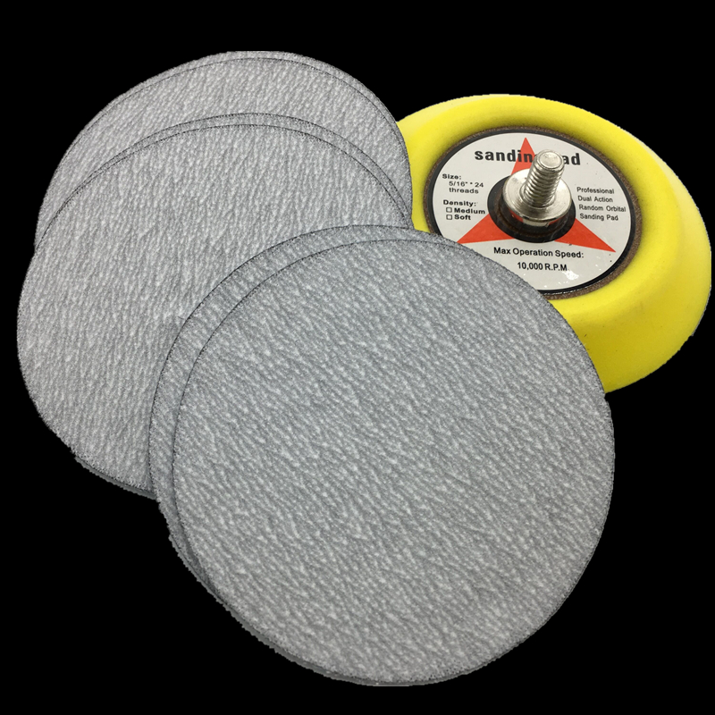 1寸2寸3寸植绒砂纸气磨机圆形干磨沙纸圆盘打磨抛光白砂50mm75MM