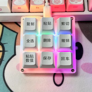 办公快捷键盘复制粘贴保存9键文宏录制RGB多功能自定义有线小键盘