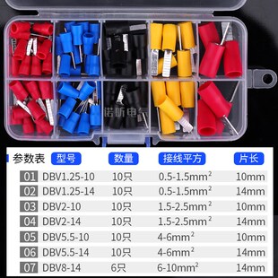 14预绝缘片型插针铜鼻子电线耳铜接头 冷压接线端子DBV1.25