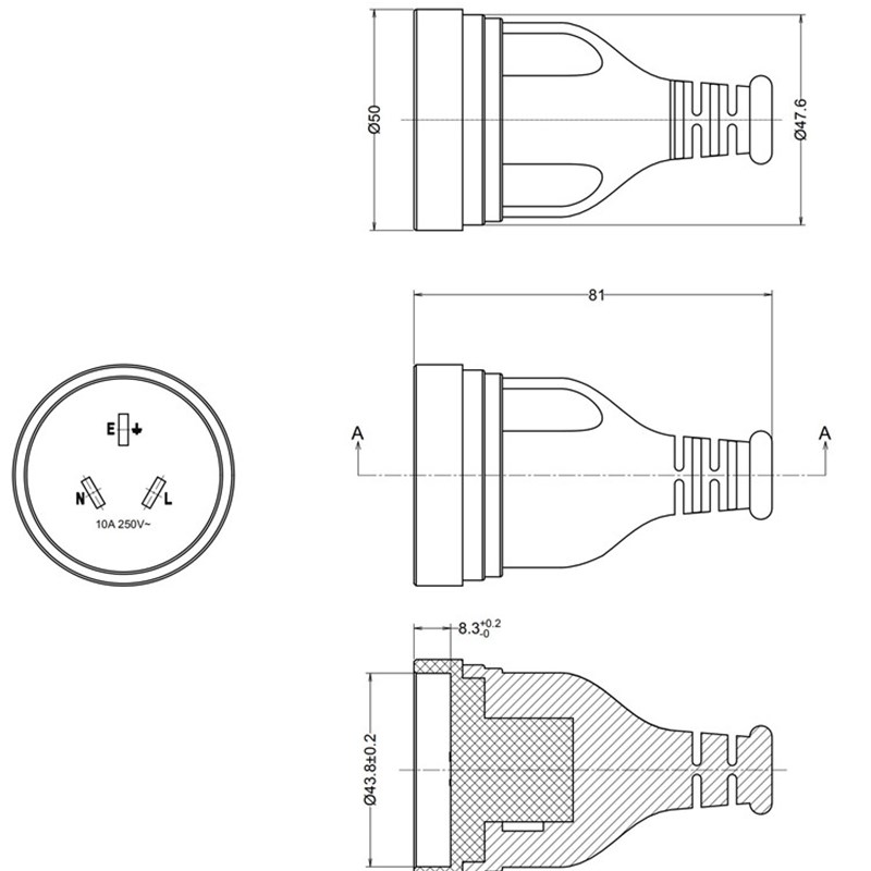 澳洲三插国标10hA公母延长线AS3112标准SAA三插三孔延长线1平方5