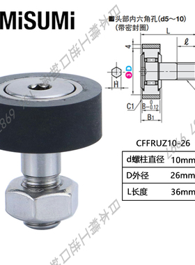 进口轴承钢聚氨酯包胶随动器 CFFRUZ 5-13 6-16 8-19 10-22 10-26