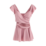 新款连体裙式泳衣女度假保守显瘦遮肚性感小胸聚拢泳装学生泡温泉