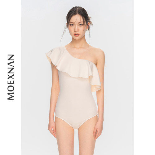 moexnan荷叶边女连体泳衣单肩