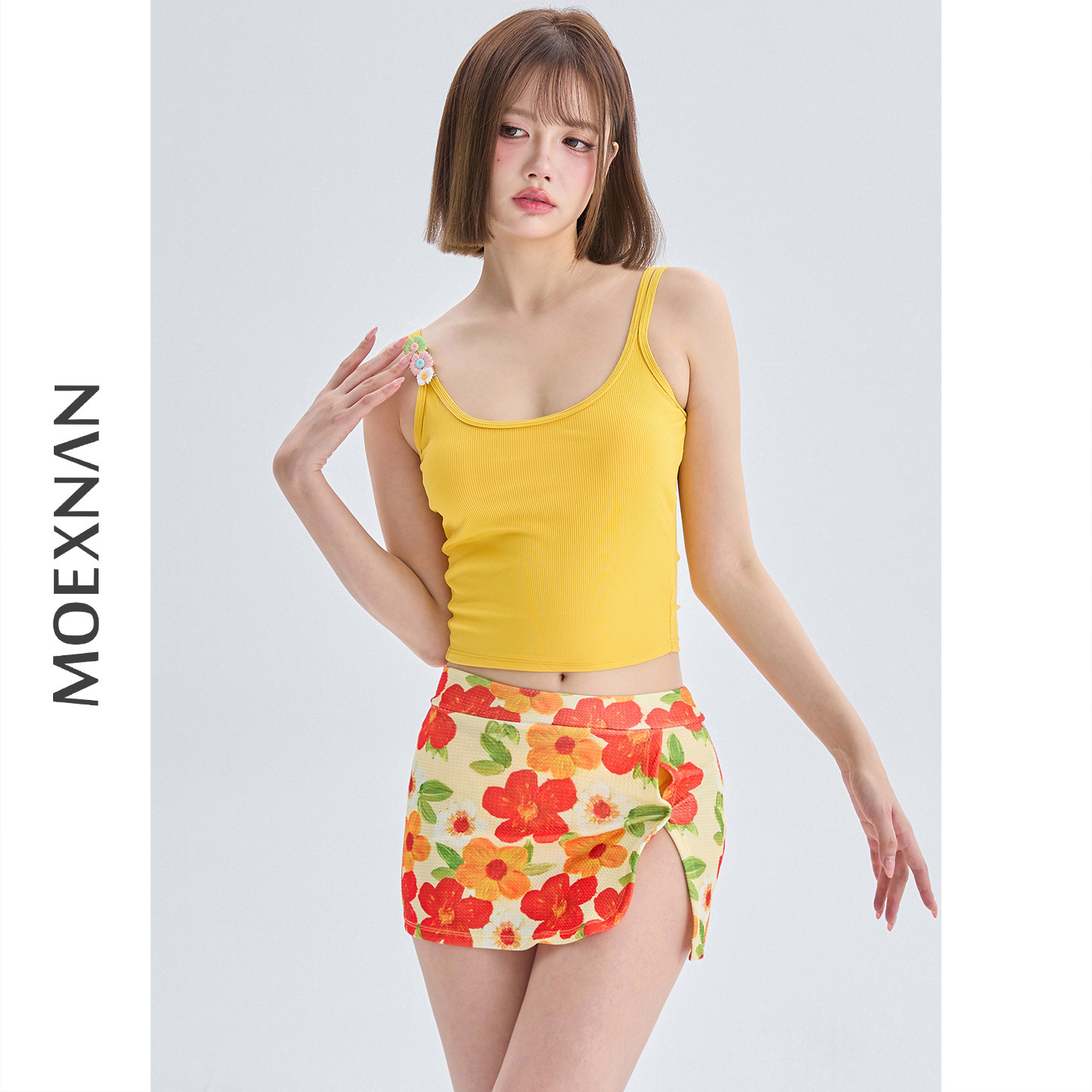 新款性感度假分体裙式游泳衣少女保守小胸学生遮肚显瘦泡温泉泳装