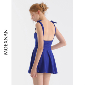 新款 度假泡温泉泳装 性感美背连体裙式 泳衣女遮肚显瘦保守学生时尚