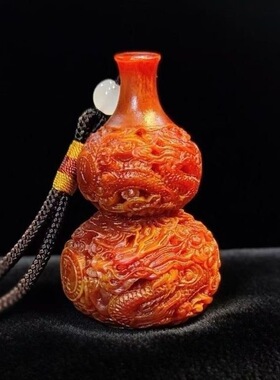 【抢正品】香港龙涎香高级雕刻精致盘龙葫芦手把件摆件配饰车摆礼