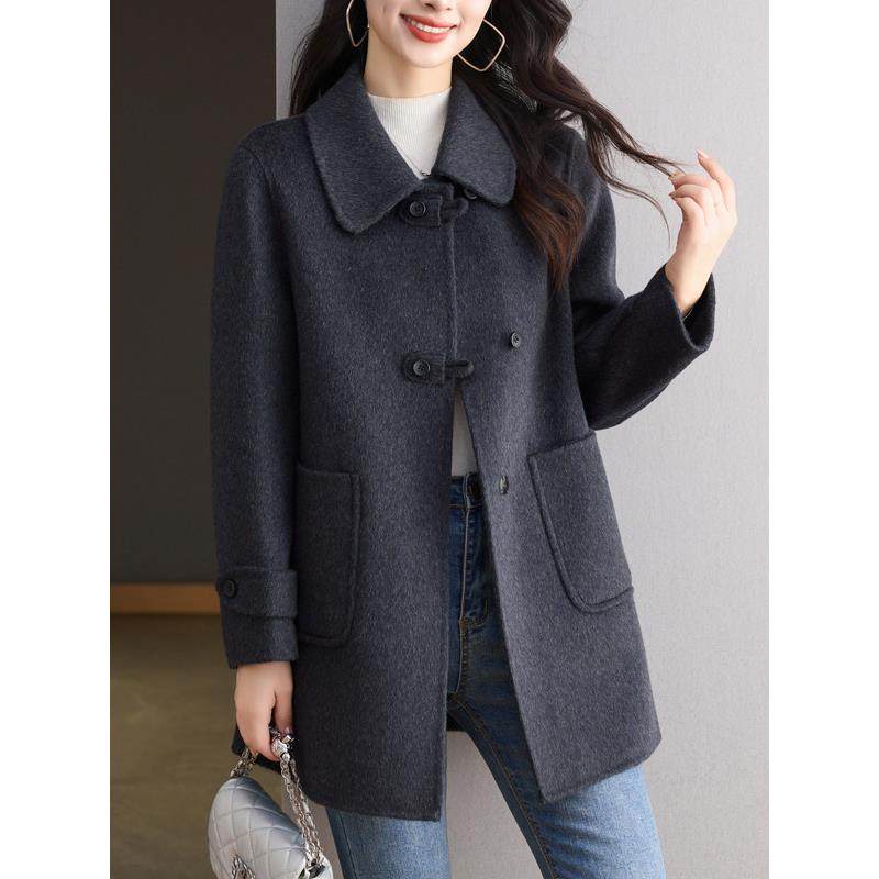 2025秋冬新款双面羊绒大衣女中长款韩版妈妈新中式羊毛呢外套宽松
