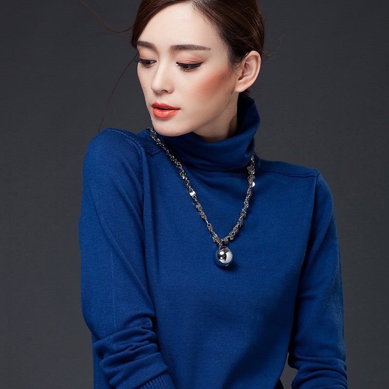 大码女装胖MM秋冬高领毛衣女宽松胖妹妹加肥堆堆领内搭针织打底衫