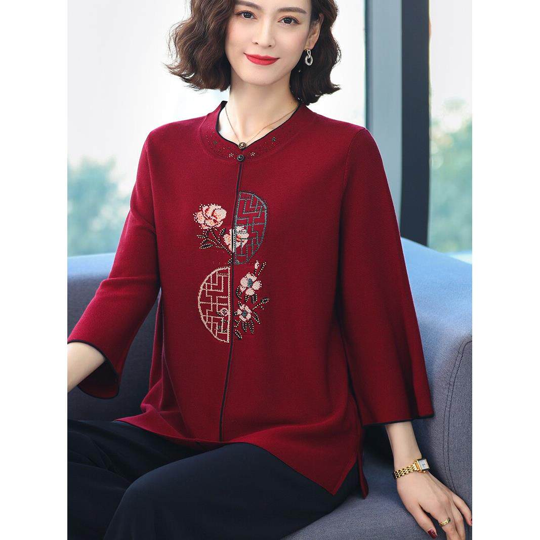 妈妈七分袖t恤春装2025新款冰丝薄小衫加肥大码春季上衣洋气中袖