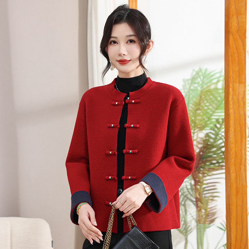 妈妈秋装针织外套新款中老年女秋季洋气开衫上衣喜婆婆结婚宴礼服