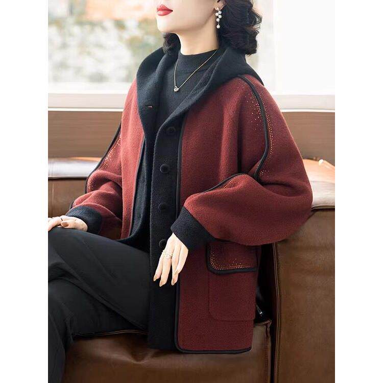 妈妈秋冬装2025新款毛呢外套时尚开衫中老年女装喜婆婆婚宴装上衣