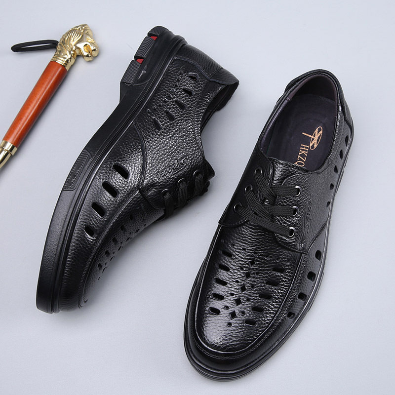 大码46码47码皮凉鞋男士爸爸鞋夏季镂空洞洞牛皮真皮软底小码36码,流行男鞋,休闲凉鞋,淘宝优惠券,粉丝福利购,淘宝优惠卷