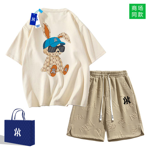 宽松休闲运动套装男纯棉t恤短袖