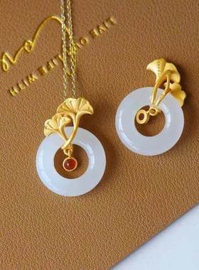 吊坠白玉锁骨链平安扣挂坠