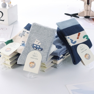 六指鼠秋冬高筒长筒中筒男童袜子儿童春秋款纯棉袜大童男孩男宝宝