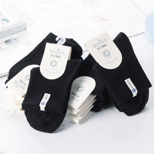 六指鼠童袜秋冬厚加长精梳棉男女童中筒纯色棉袜学生保暖黑色袜子