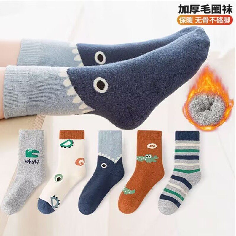 无骨缝合儿童袜子六指鼠秋冬