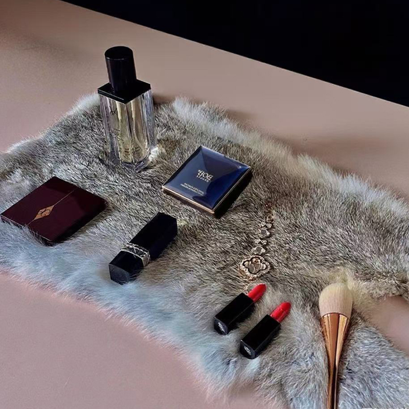 梳妆台装饰品摆件兔毛毯托盘桌垫