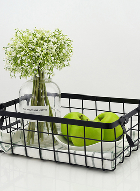 展厅厨房摆件北欧铁艺镂空收纳篓