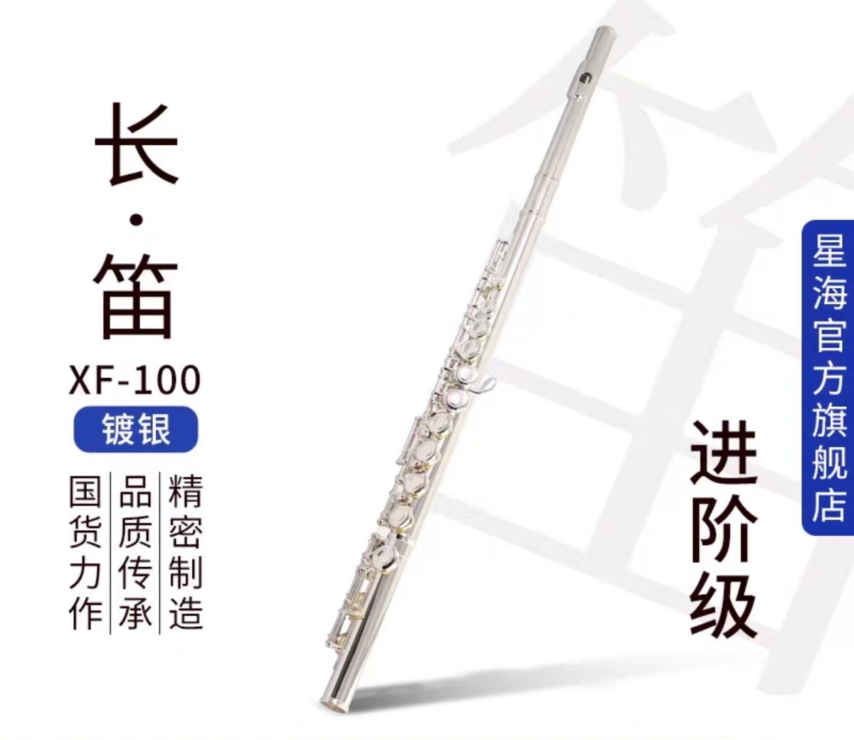 星海长笛 16孔C调带E键XF-100开闭孔专业院校演奏考级乐器