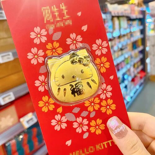 黄金hollokitty猫红包压岁钱卡通创意达摩不倒翁猫咪金币新年礼物