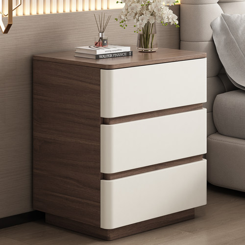 实木床头柜复古风胡桃色