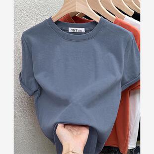 显瘦上衣 2025新款 正肩短袖 t恤女洋气减龄纯棉内搭打底衫 春夏修身