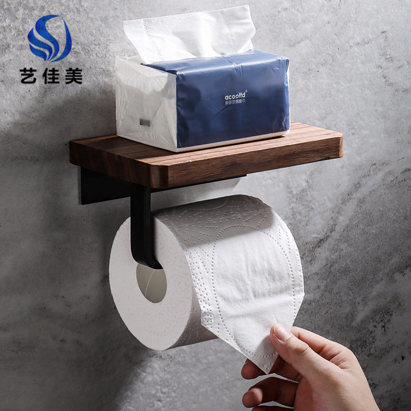 创意实木纸巾架免打孔卫