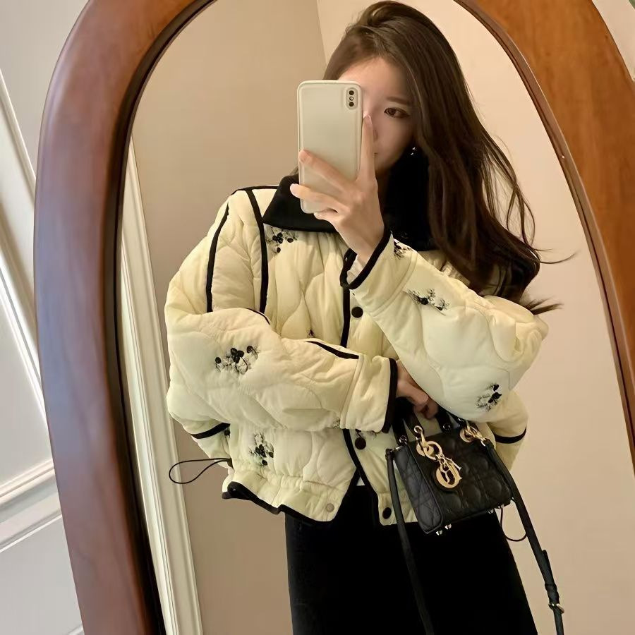 法式印花小香风加厚保暖