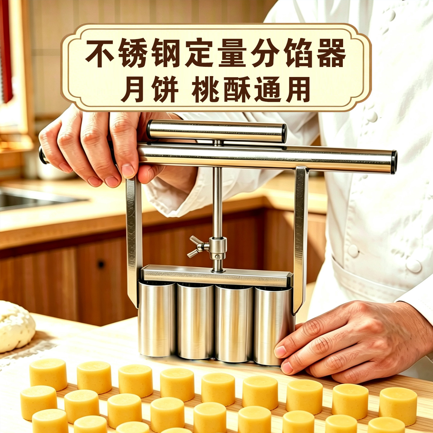 不锈钢月饼定量分馅器馅料抓馅机可拆卸烘焙模具桃酥绿豆分割器