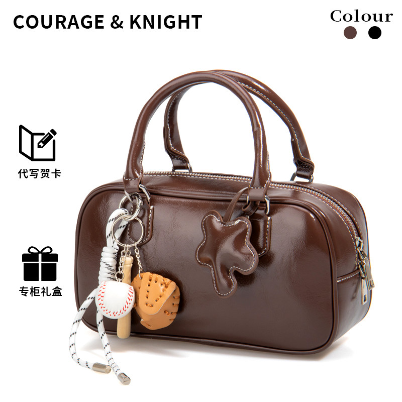 COURAGE&KNIGHT原创高级感波士顿包2025新款韩国手提斜挎包枕头包