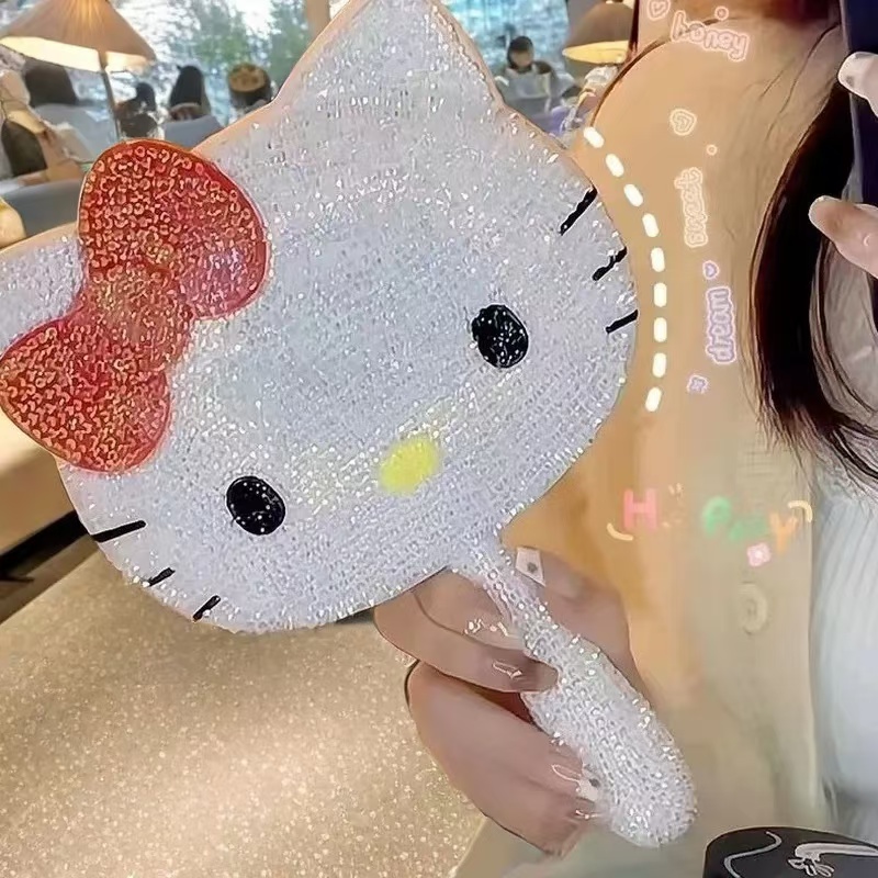 Hello kity凯蒂猫手柄镜子贴钻材料包送闺蜜女朋友生日礼物网红镜