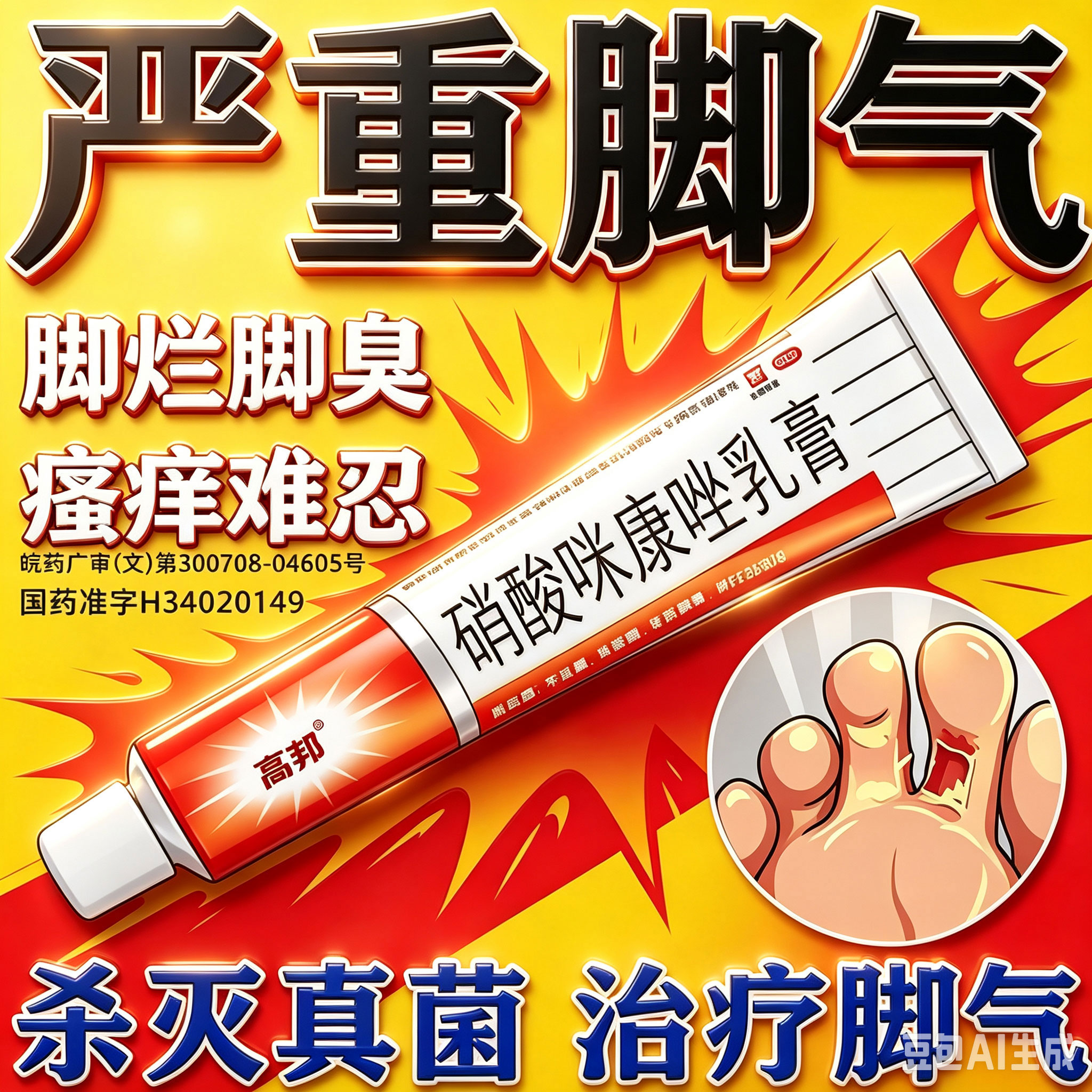 硝酸咪康唑乳膏正品官方脚气烂脚丫药止痒脱皮糜烂脚趾缝软杀菌DT