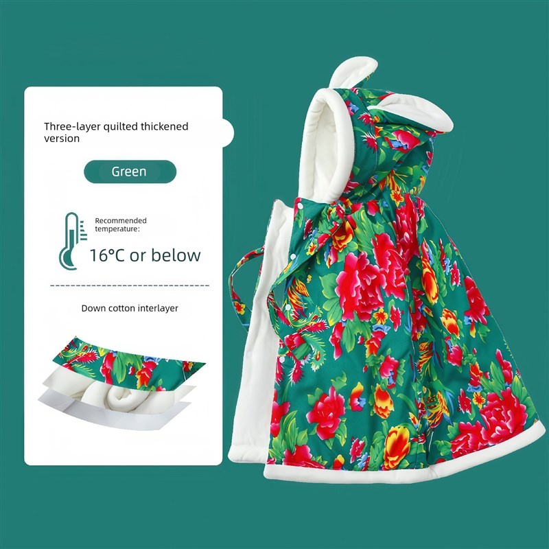 婴儿外出挡风斗篷小月龄冬天冬季男宝披风加厚女宝宝防寒加绒外套