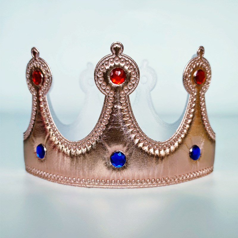 成人金色国王冠钻石布质王子装扮头饰蛋糕装饰儿童生日派对皇冠帽