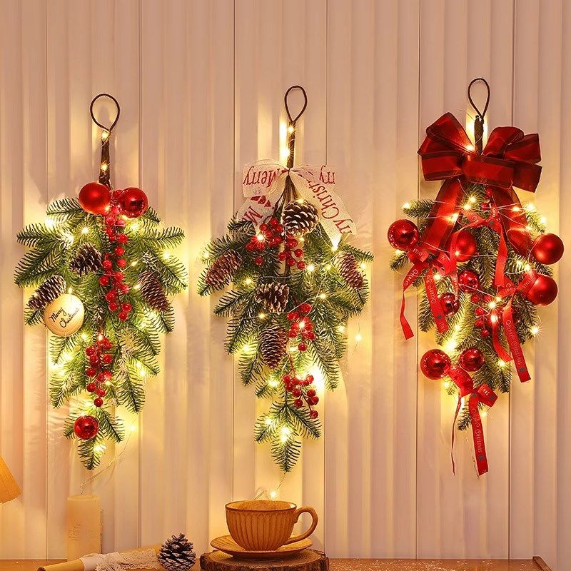 christmas装饰品圣诞挂件氛围感倒挂圣诞树小型挂饰门挂墙壁花环