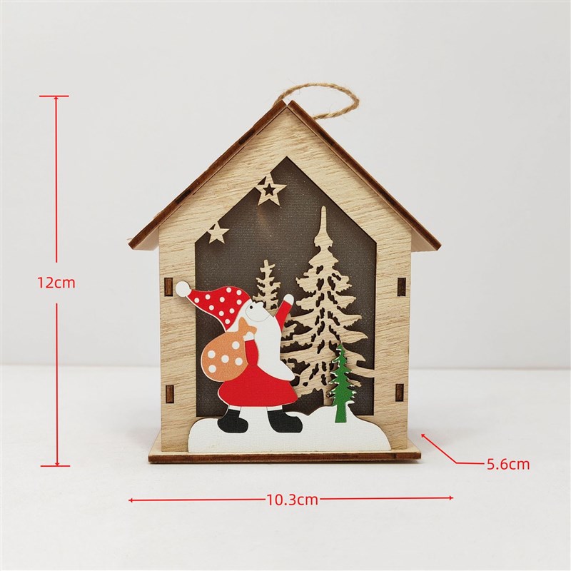 供应圣诞节木质工艺品亮灯房子小木屋灯饰摆挂件圣诞树装饰品