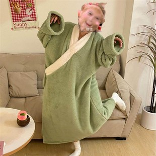 马楼睡衣猴子长袍搞怪睡袍珊瑚绒秋冬新款趣味毛绒家居猴哥道袍