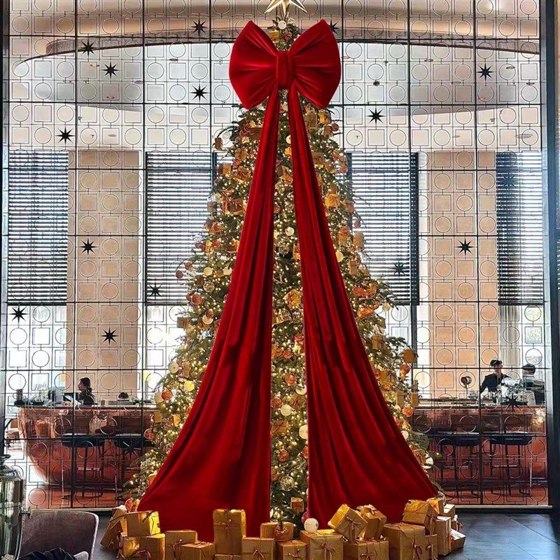 圣诞树蝴蝶结超大酒红色christmas装饰品圣诞配件商场酒店吊挂饰
