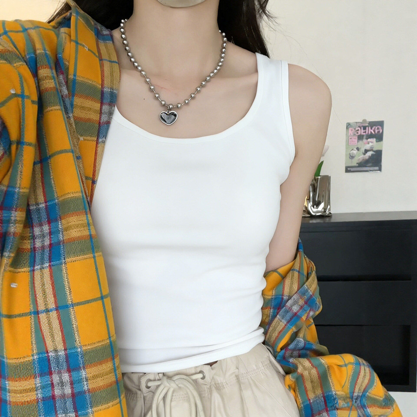 白色吊带背心女2026新款夏季外穿遮副乳大码显瘦内搭工字无袖上衣