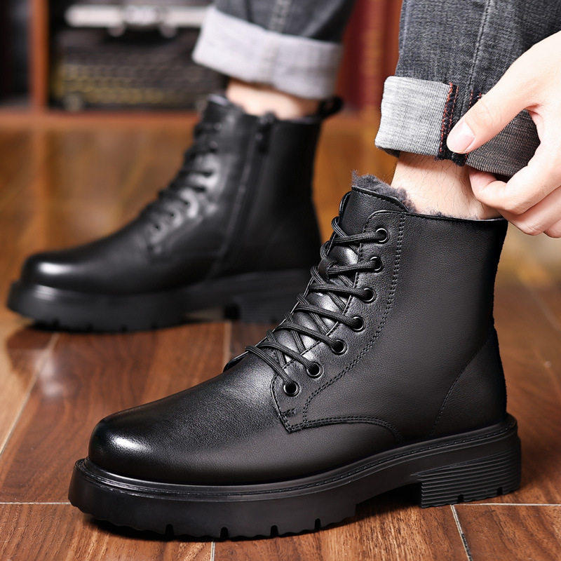 马丁靴男真羊皮毛一体冬季高帮棉鞋男士防滑加厚加绒保暖休闲皮鞋,流行男鞋,棉鞋,淘宝优惠券,粉丝福利购,淘宝优惠卷