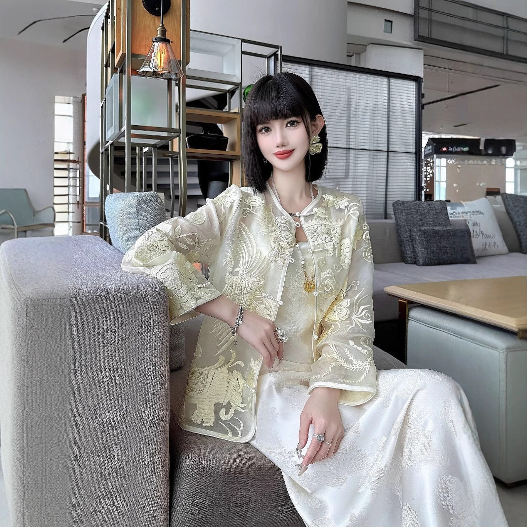 南油货2025新款真丝欧根纱外套