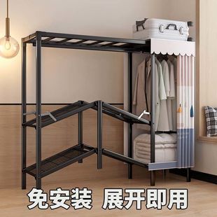 布衣柜卧室家用收纳加粗加厚全钢架可折叠出租房用简易衣柜 免安装