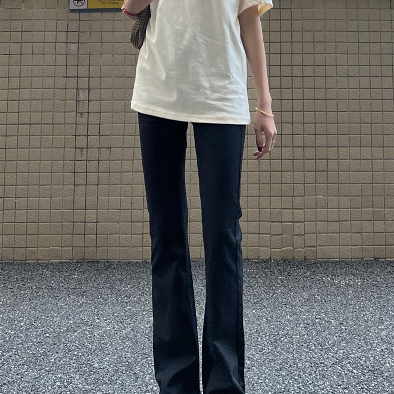 直筒牛仔裤女窄版秋季新款显瘦高腰小个子黑色弹力2025爆款烟管裤