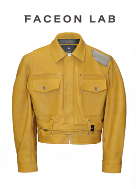 【张杰同款】FACEONLAB原创金属肩片皮夹克男士皮衣明星同款外套