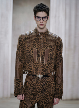 【侯明昊同款】FACEONLAB原创豹纹阿基拉机车夹克设计师明星同款