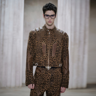 【侯明昊同款】FACEONLAB原创豹纹阿基拉机车夹克设计师明星同款