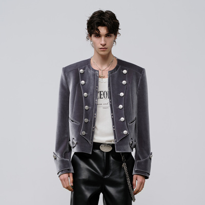 FACEONLAB丝绒拿破仑短款夹克