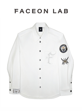 FACEONLAB王权衬衫高级感极简廓形金属扣绣花肩章设计师明星同款