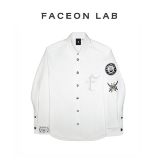 FACEONLAB王权衬衫高级感极简廓形金属扣绣花肩章设计师明星同款